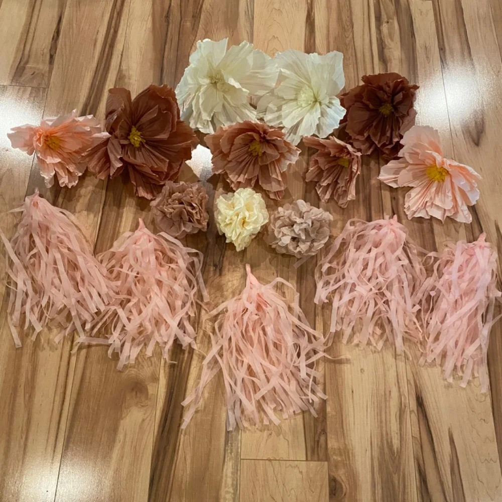Party Decorations—Crepe Flowers & Tissue Pom-Pom decor